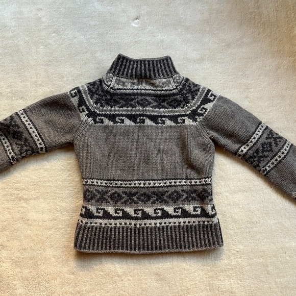 Brown Patterned Zip-Up Wool Sweater - Picture 2 of 6